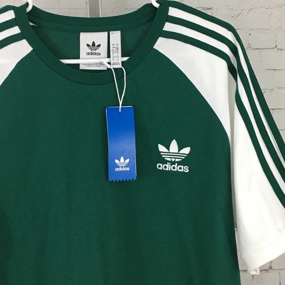 Adidas Men’s 2XL plus green white 3 stripes shirt - Picture 3 of 8